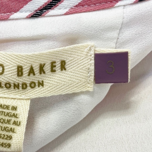 Ted Baker Coryn Striped Asymmetrical Ruffle Hem Skirt Pink NWT - Picture 10 of 16